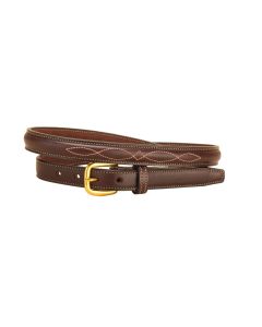 Tory Leather 3/4" Fancy Raised Belt With Brass Buckle