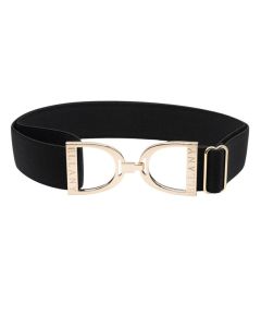 Ellany™ Elastic Belt 1.5" Black with Gold Stirrup