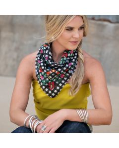 Fringe Bandana Gingham Style Black