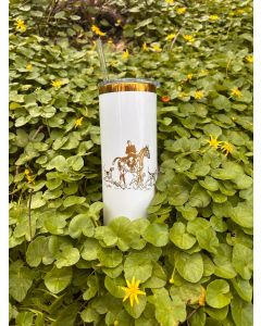 Foxhunter Gold Skinny Tumbler with Straw