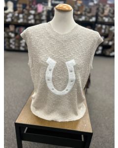 Sleeveless Horseshoe Vest Taupe