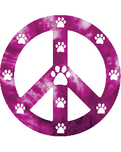 Pink Peace Sign With Paw Prints Magnet