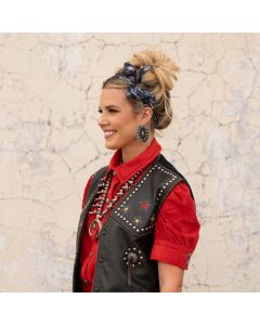 Fringe Twilly Scarf Turqs & Conchos Black