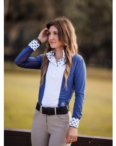 Essex Ladies "Luna II" Marine Blue with Golf Carts Long Sleeve Performance Show Shirt