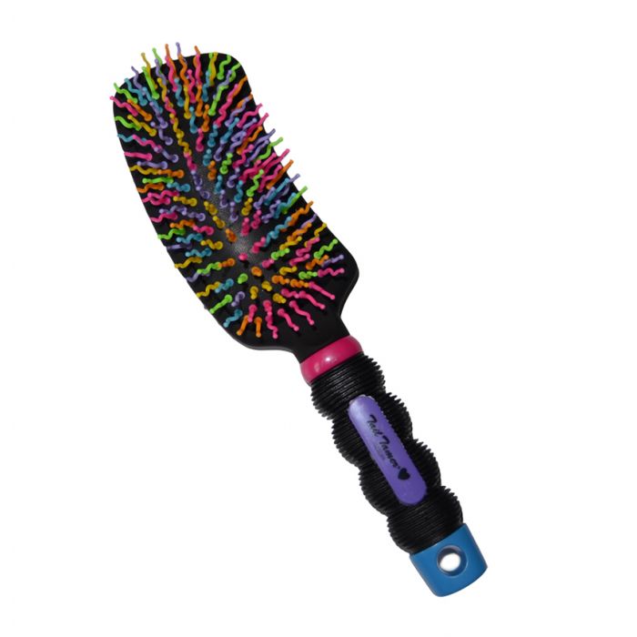 Tail Tamers 909RB Brosse pour crinière et queue de cheval avec manche incurvé arc-en-ciel